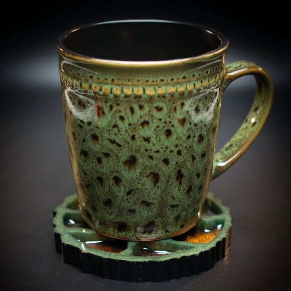 Bonsai Green and Copper Geode Agate Coasters – Set of 2 - Picture 5 of 5